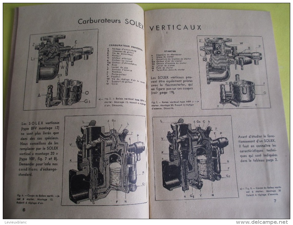 Notice  De Montage Et Réglage / N° 15/ Carburateurs SOLEX/ Neuilly/ 1948    AC101 - Moto