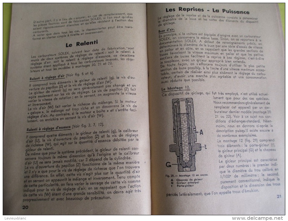 Notice  de Montage et réglage / N° 15/ Carburateurs SOLEX/ Neuilly/ 1948    AC101