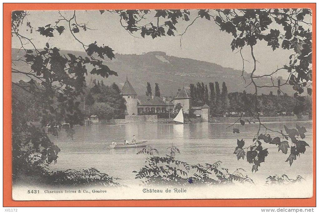 JAG-17  Château De Rolle Barque Et Voile Latine. Cachet 1910 Pour Moutier - Rolle