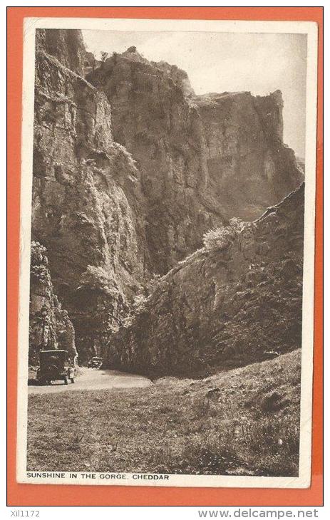 JAC1-03  Sunshine In The Gorge Cheddar, Car   Postally Used Yeovil 1949 To Petersfield - Cheddar