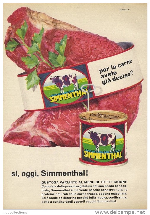 # CARNE SIMMENTHAL 1950s Advert Pubblicità Publicitè Publicidad Reklame Food Meat Viande Fleisch - Manifesti