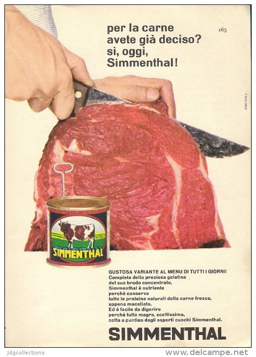 # CARNE SIMMENTHAL 1950s Advert Pubblicità Publicitè Publicidad Reklame Food Meat Viande Fleisch - Manifesti