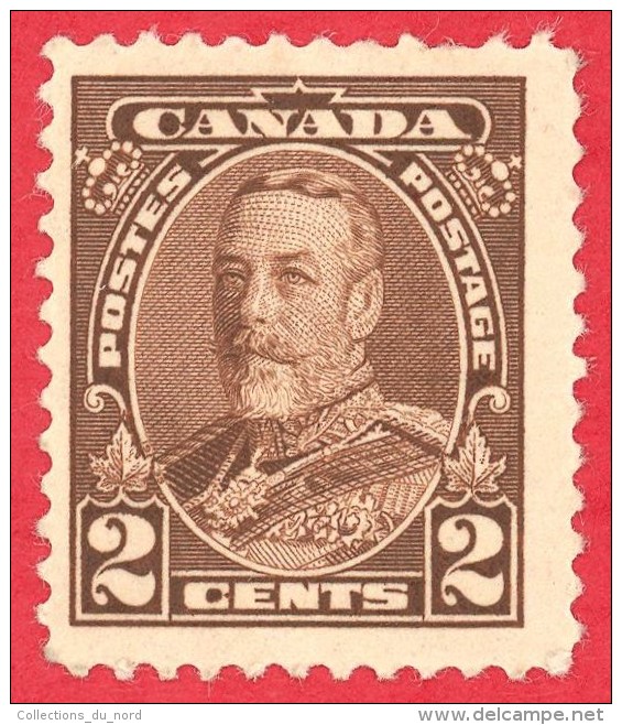 Canada #  166 Rare 2 Moustaches Var. -  2 Cents  - Mint N/H - Dated  1930-31 - G. V "Arch/Leaf" Issue - Neufs