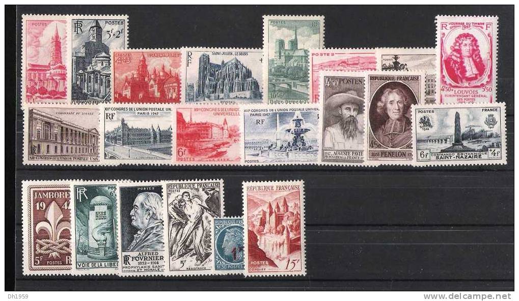 ANNEE COMPLETE FRANCE 1947 NSC (**)  21 TIMBRES - 1940-1949