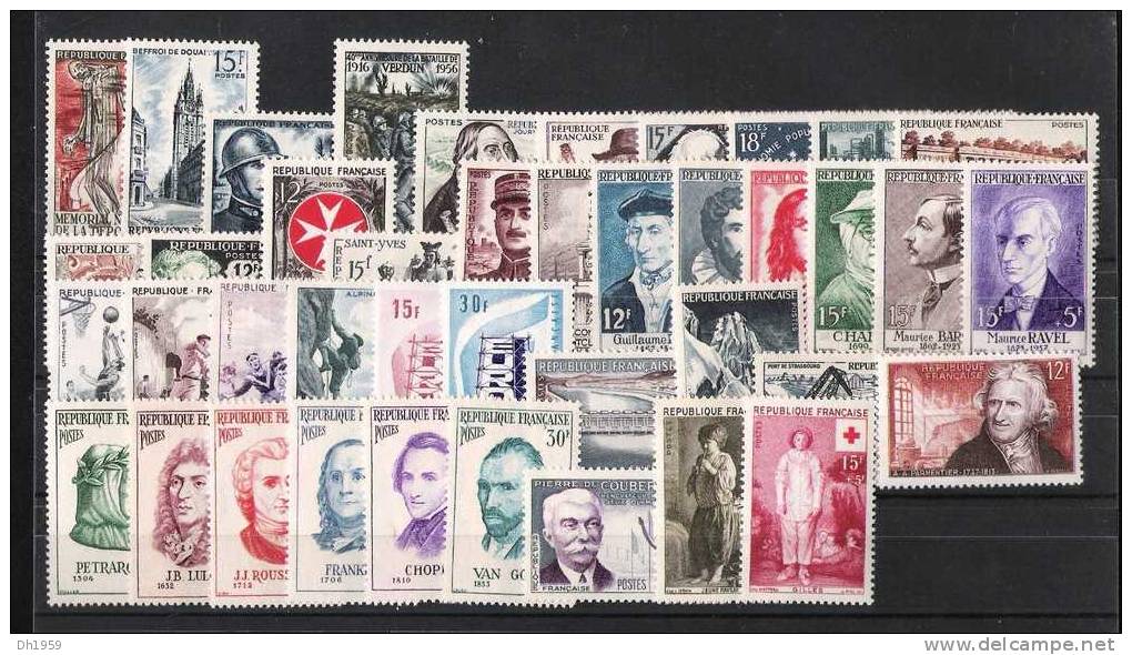 ANNEE COMPLETE FRANCE 1956 NSC (**)  41 TIMBRES ........................................................................ - 1950-1959