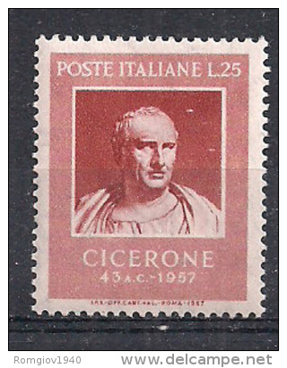 ITALIA 1957 CICERONE SASS. 821 MLH VF - 1946-60: Mint/hinged