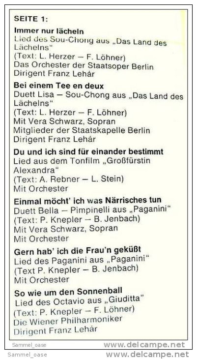 LP Vinyl  ,  Tauber - Lehár : Dokument Einer Freundschaft  /  Gast-Star : Vera Schwarz - Oper & Operette