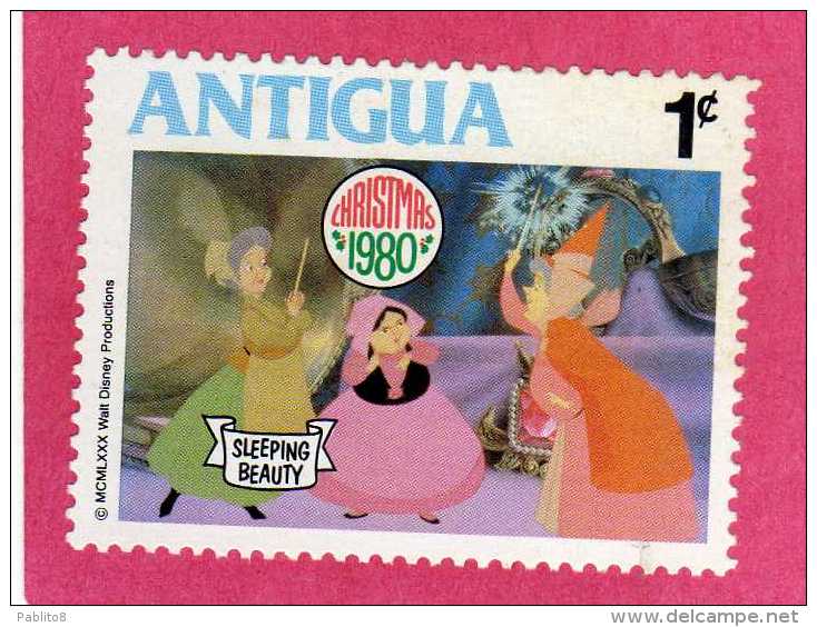 ANTIGUA 1980 WALT DISNEY CARTOON CINEMA CHRISTMAS SLEEPING BEAUTY 1C NATALE NOEL WEIHNACHTEN NAVIDAD MNH - 1960-1981 Ministerial Government