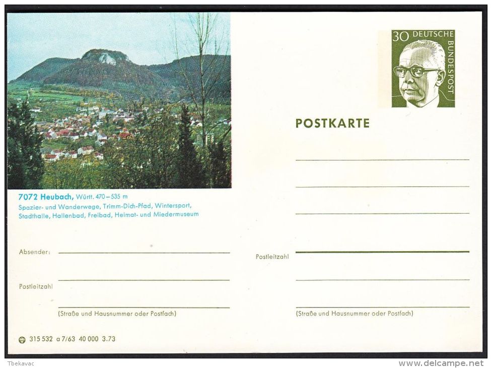 Germany 1973, Illustrated Postal Stationery "Heubach", Ref.bbzg - Geïllustreerde Postkaarten - Ongebruikt