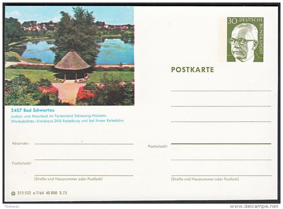 Germany 1973, Illustrated Postal Stationery "Bad Scheartau", Ref.bbzg - Geïllustreerde Postkaarten - Ongebruikt