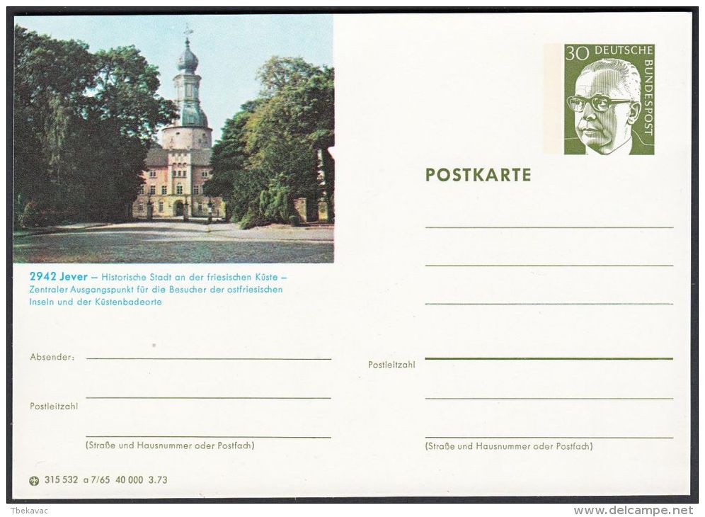 Germany 1973, Illustrated Postal Stationery "Jever", Ref.bbzg - Illustrated Postcards - Mint