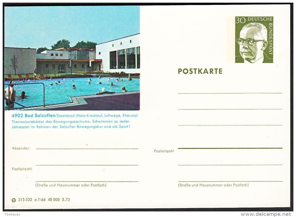Germany 1973, Illustrated Postal Stationery "Bad Salzuflen", Ref.bbzg - Cartes Postales Illustrées - Neuves
