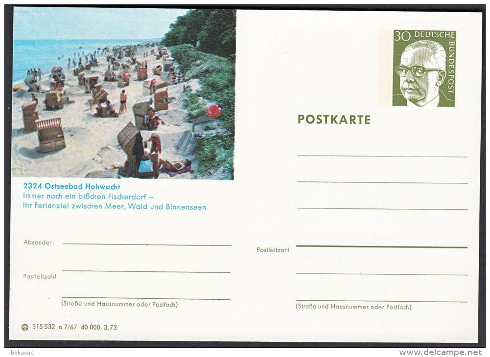 Germany 1973, Illustrated Postal Stationery "Baltic Sea Resort Hohwacht", Ref.bbzg - Cartes Postales Illustrées - Neuves