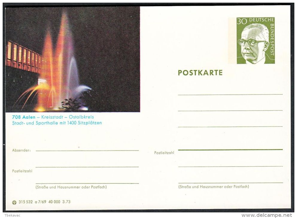 Germany 1973, Illustrated Postal Stationery "Aalen", Ref.bbzg - Geïllustreerde Postkaarten - Ongebruikt