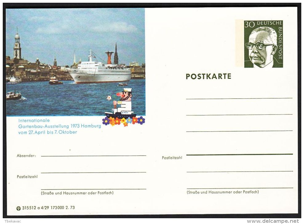 Germany 1973, Illustrated Postal Stationery "Hamburg", Ref.bbzg - Illustrated Postcards - Mint