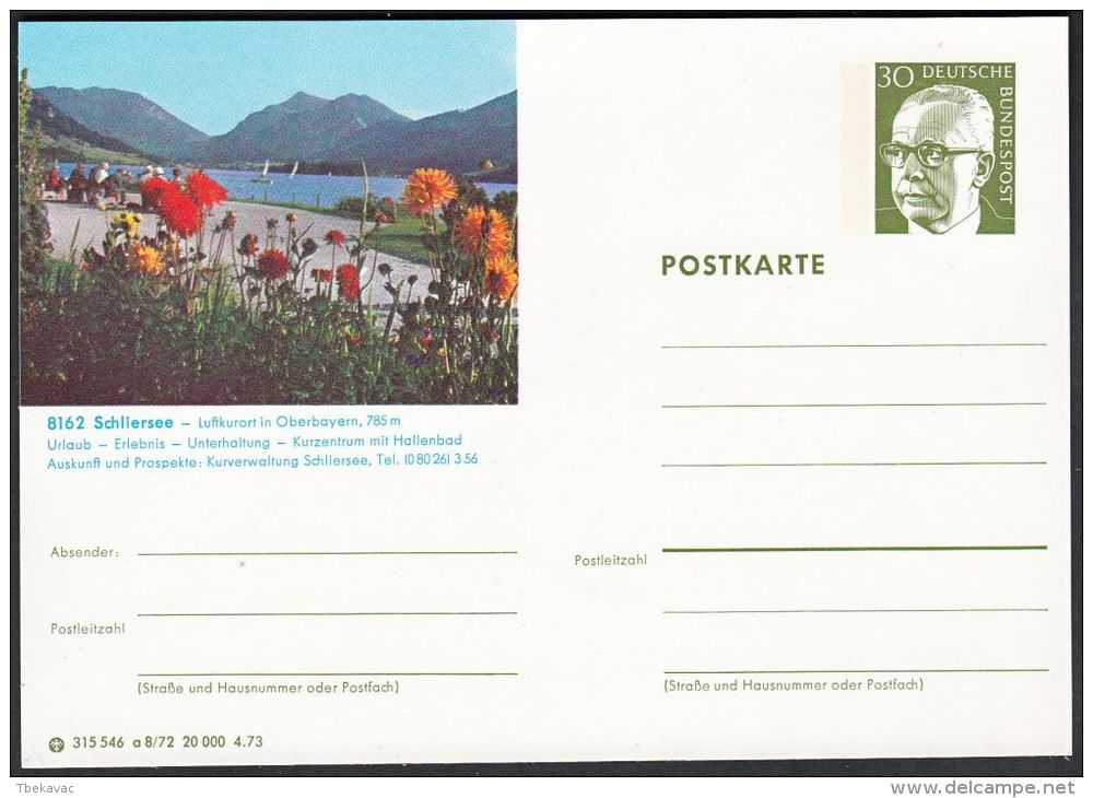 Germany 1973, Illustrated Postal Stationery "Schliersee", Ref.bbzg - Cartes Postales Illustrées - Neuves