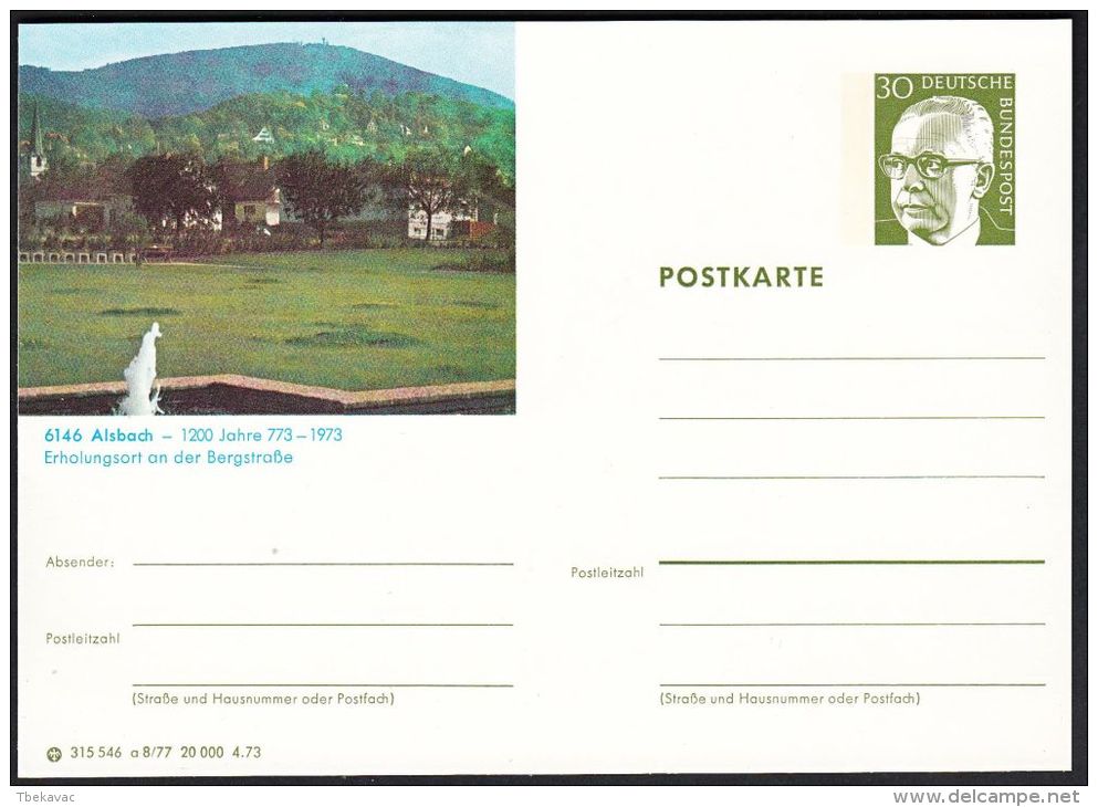 Germany 1973, Illustrated Postal Stationery "Alsbach", Ref.bbzg - Illustrated Postcards - Mint