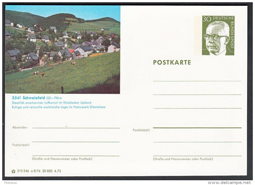 Germany 1973, Illustrated Postal Stationery "Schwalefeld", Ref.bbzg - Geïllustreerde Postkaarten - Ongebruikt