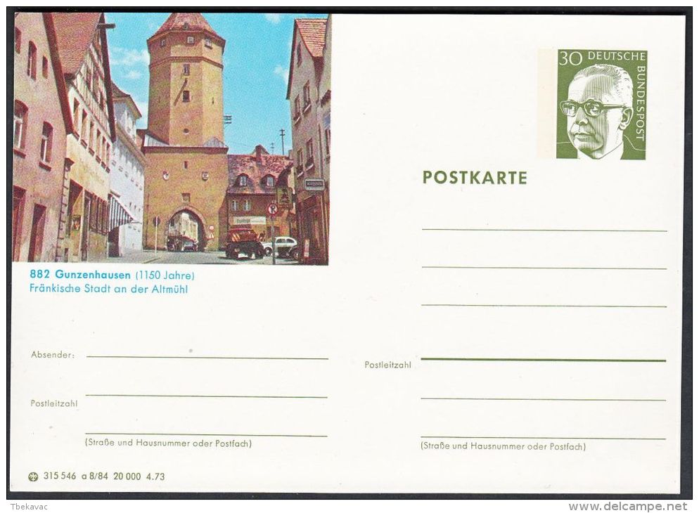 Germany 1973, Illustrated Postal Stationery "Gunzenhausen", Ref.bbzg - Illustrated Postcards - Mint