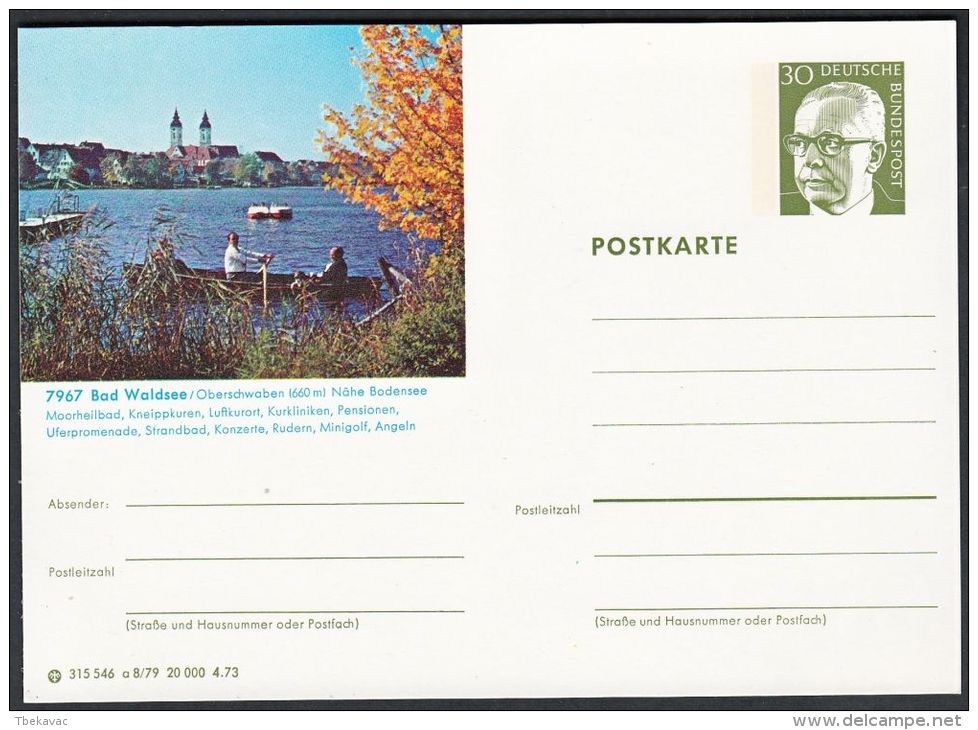 Germany 1973, Illustrated Postal Stationery "Bad Waldsee", Ref.bbzg - Cartes Postales Illustrées - Neuves