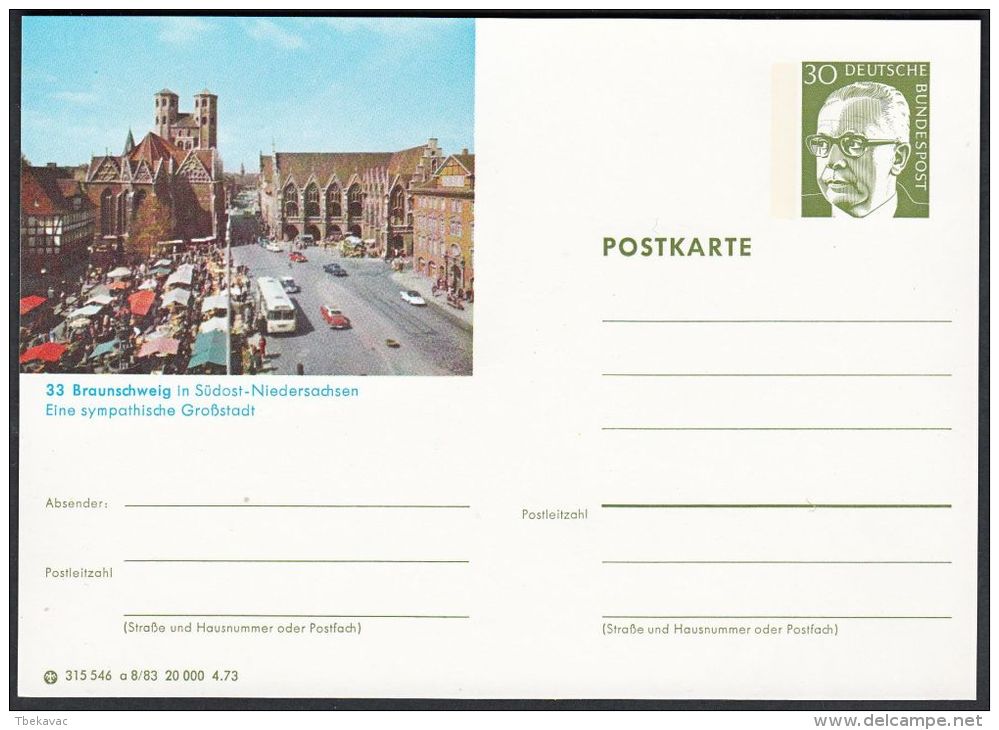 Germany 1973, Illustrated Postal Stationery "Braunschweig", Ref.bbzg - Geïllustreerde Postkaarten - Ongebruikt