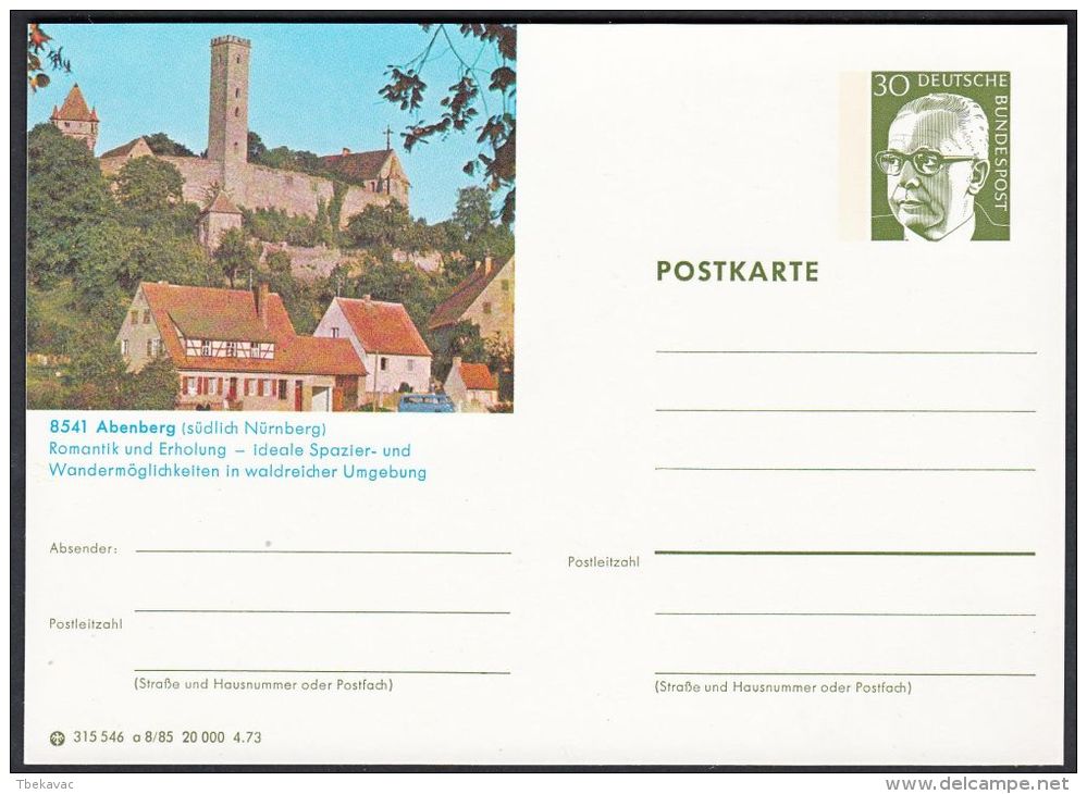 Germany 1973, Illustrated Postal Stationery "Abenberg", Ref.bbzg - Illustrated Postcards - Mint
