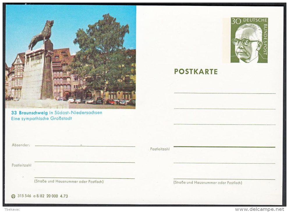 Germany 1973, Illustrated Postal Stationery "Braunschweig", Ref.bbzg - Cartes Postales Illustrées - Neuves