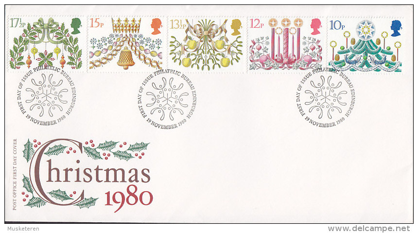 Great Britain Ersttags Brief FDC Cover 1980 Christmas Weihnachten Complete Set !! - 1971-1980 Dezimalausgaben