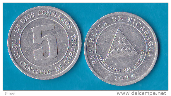 NICARAGUA - 5 Centavos 1974 FAO - Nicaragua