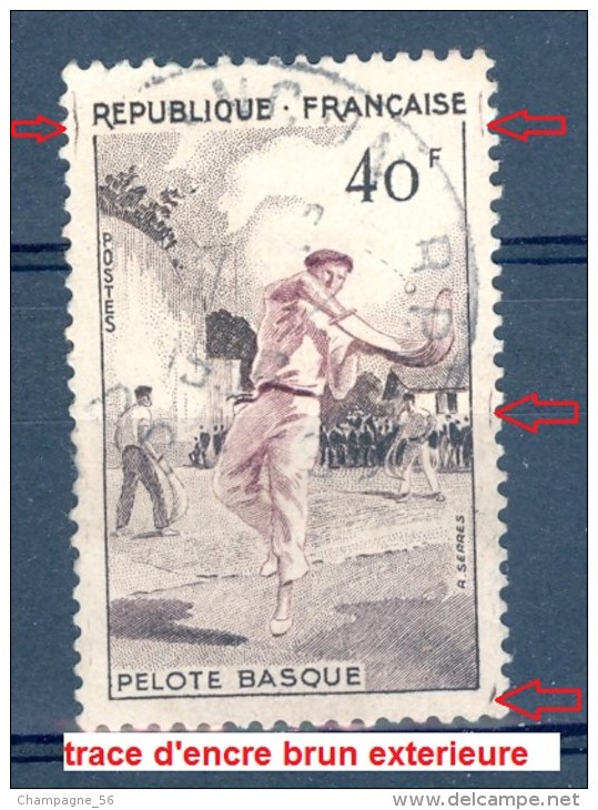 VARIÉTÉS FRANCE  1956  N° 1073 PELOTE BASQUE OBLITÉRÉ YVERT TELLIER 0.40 € - Used Stamps