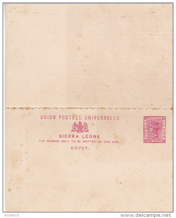 Sierra Leone - Carte Avec Réponse Stationery Ganzsache - CPRP 3 - Victoria One Penny - !!! Sâle - Sierra Leone (...-1960)