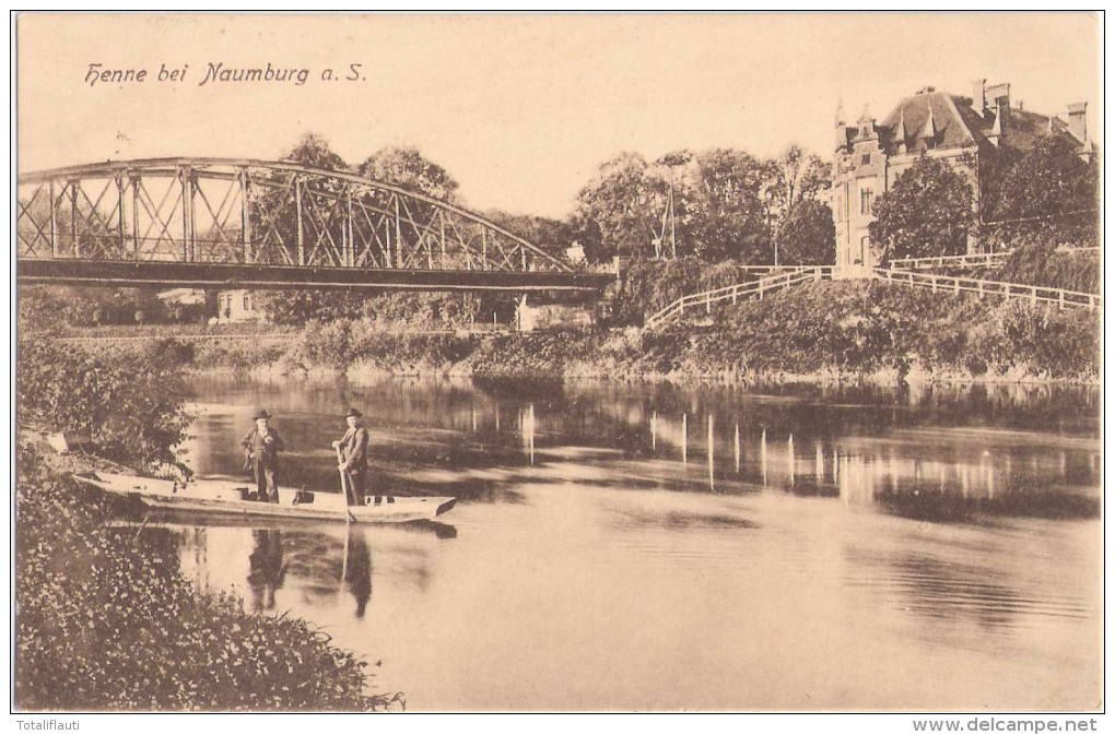 Henne Bei Naumburg An Der Saale Belebt 31.10.1911 Personen Fähre TOP-Erhaltung - Naumburg (Saale)