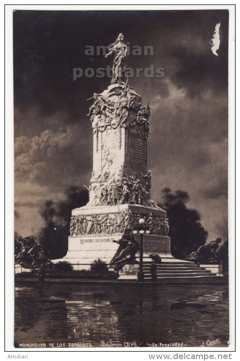 Argentina - Buenos Aires Monumento De Los Espanoles Statue C1910s RPPC Real Photo Postcard - Argentina