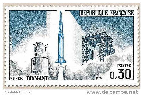 Lancement Du Premier Satellite National, à Hammaguir (Sahara) 30c. Bleu-vert, Bleu-noir Et Bleu. Fusée Diamant. Y1464 - Neufs