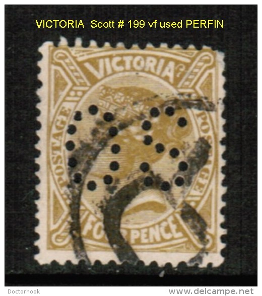 VICTORIA    Scott  # 199  VF USED PERFIN OFFICIAL - Gebruikt