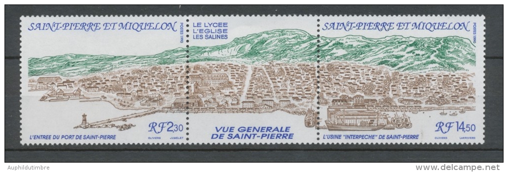 SPM  N°530A Vue Générale De Saint-Pierre Le Triptyque Avec Vignette Centrale ZC530A - Autres & Non Classés