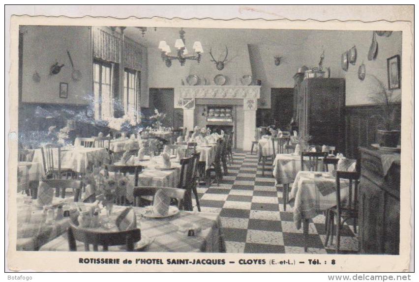 CPA DPT 28 CLOYES ;ROTISSERIE DE L HOTEL ST JACQUES En 1956!! - Cloyes-sur-le-Loir