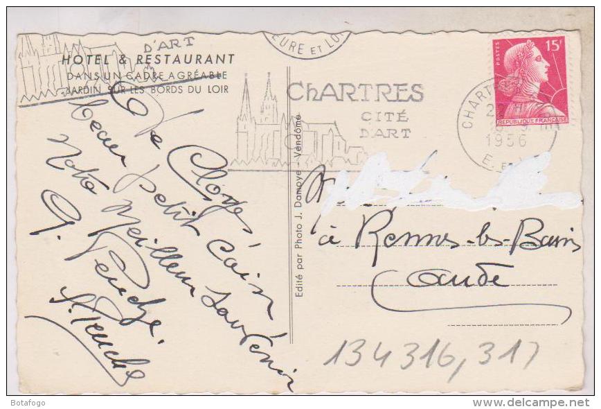 CPA DPT 28 CLOYES ;ROTISSERIE DE L HOTEL ST JACQUES En 1956!! - Cloyes-sur-le-Loir