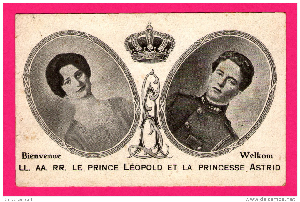 Bienvenue - Le Prince Léopold Et La Princesse Astrid En Médaillon - L.L. A.A. RR. - C.DOUTEAU - Familles Royales