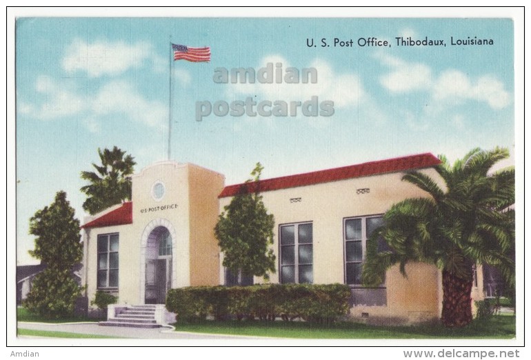 THIBODAUX LA Louisiana, U.S. Post Office Building C1950s Vintage Postcard - Altri & Non Classificati