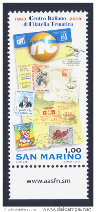 2013 SAN MARINO "50° ANNIVERSARIO CENTRO ITALIANO DI FILATELIA TEMATICA (CIFT)" SINGOLO MNH - Unused Stamps