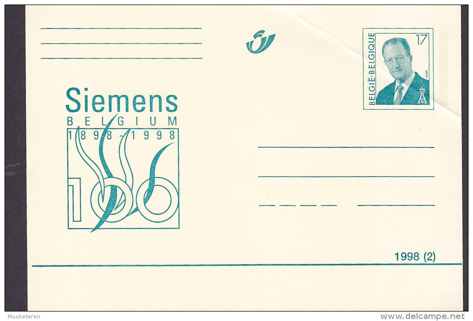 Belgium Postal Stationery Ganzsache Entier SIEMENS 1898-1998 König Albert II. Unused - Illustrierte Postkarten (1971-2014) [BK]