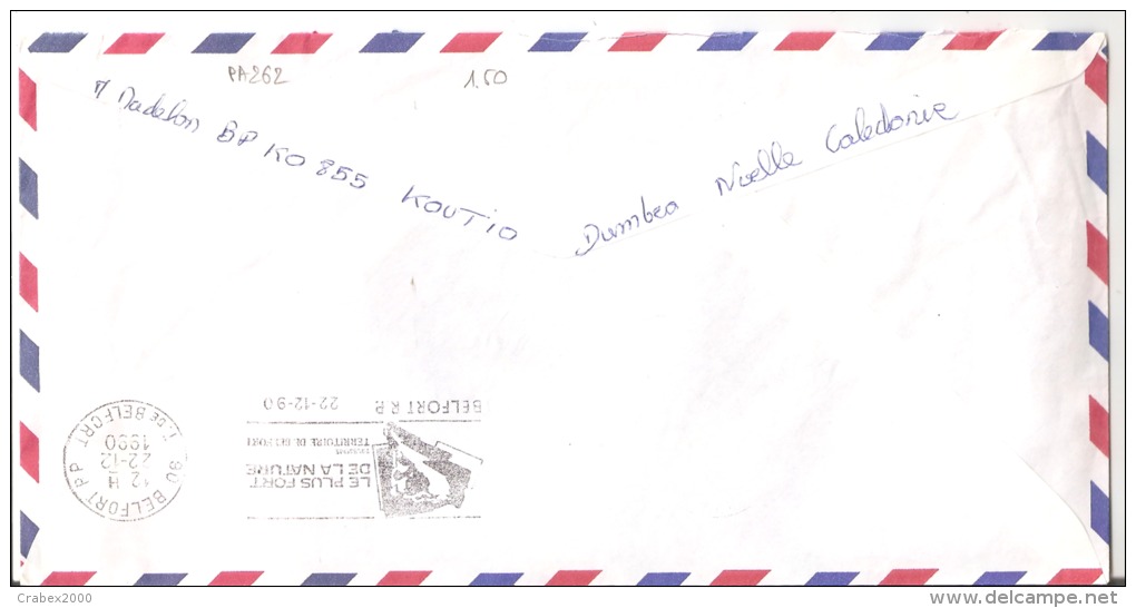 N°Y&T PA 262  DUMBEA  Vers    FRANCE  Le      18 DECEMBRE 1990  2 SCANS - Lettres & Documents