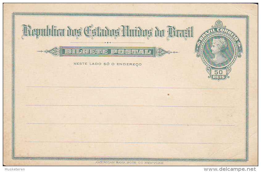 Brazil Postal Stationery Ganzsache Entero 50 REIS Bilhete Postal Unused - Postwaardestukken