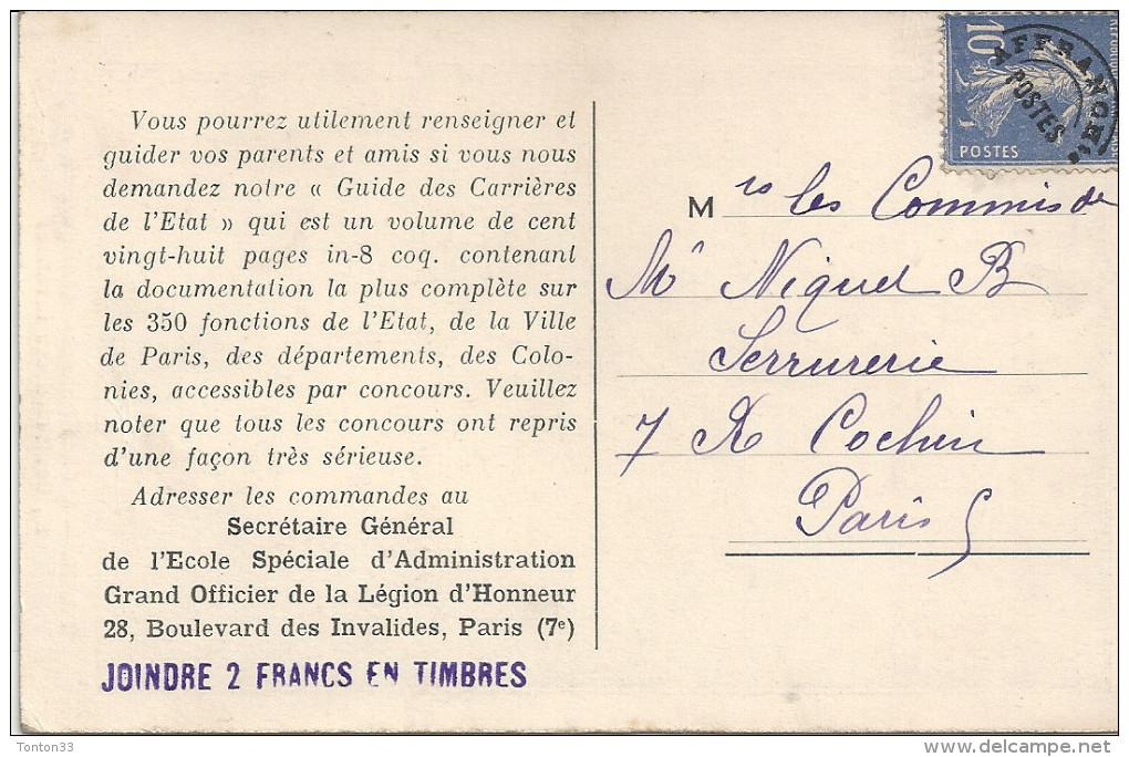 PARIS - 75 - L'Ecole Spéciale D'Administration - ENCH - - Onderwijs, Scholen En Universiteiten