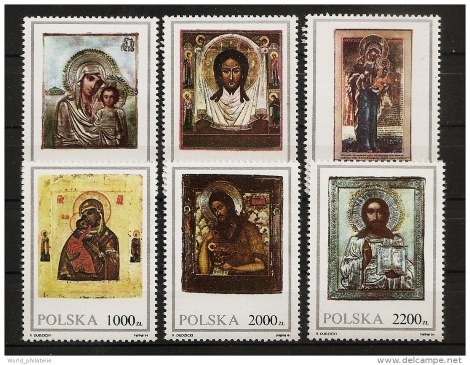 Pologne Polska 1991 N° 3127 / 32 ** Tableau, Religion, Icônes, Ziemi Lubuska, Mère De Dieu De Nazareth, Christ, Sauveur - Neufs