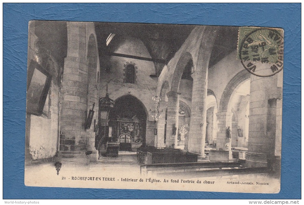 CPA - ROCHEFORT En TERRE - Intérieur De L' Eglise - Entrée Du Choeur - 1917 - Artaud Nozais à Nantes - Rochefort En Terre