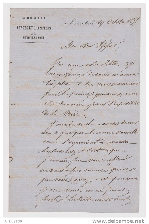 LOT DE 16  MANUSCRITS 1855 SOCIÉTÉ NOUVELLE Des FORGES Et CHANTIERS De MÉDITÉRRANÉE - SIGNÉ GUELDRY - TOUS SCANNÉS - - Manuscrits