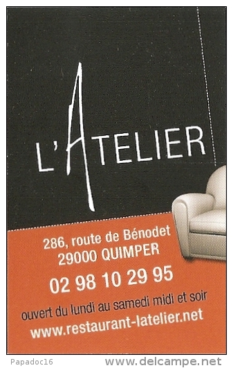 Carte De Visite - L'Atelier - Restaurant Pizzeria - Bar Lounge - Quimper - Cartes De Visite