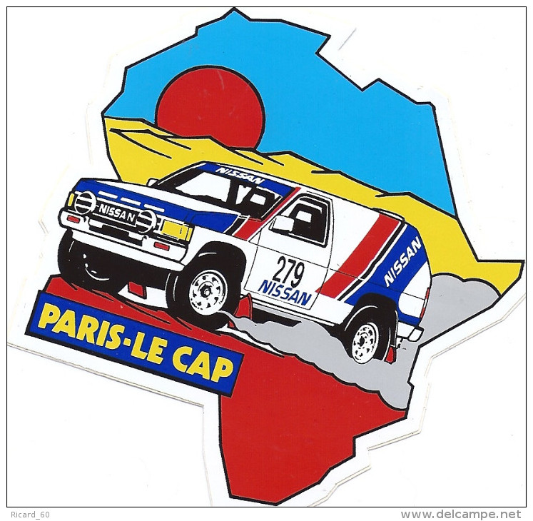 Autocollant, Stickers, Rallye Automobile Paris-le Cap, Nissan, Carte De L'afrique - Autocollants